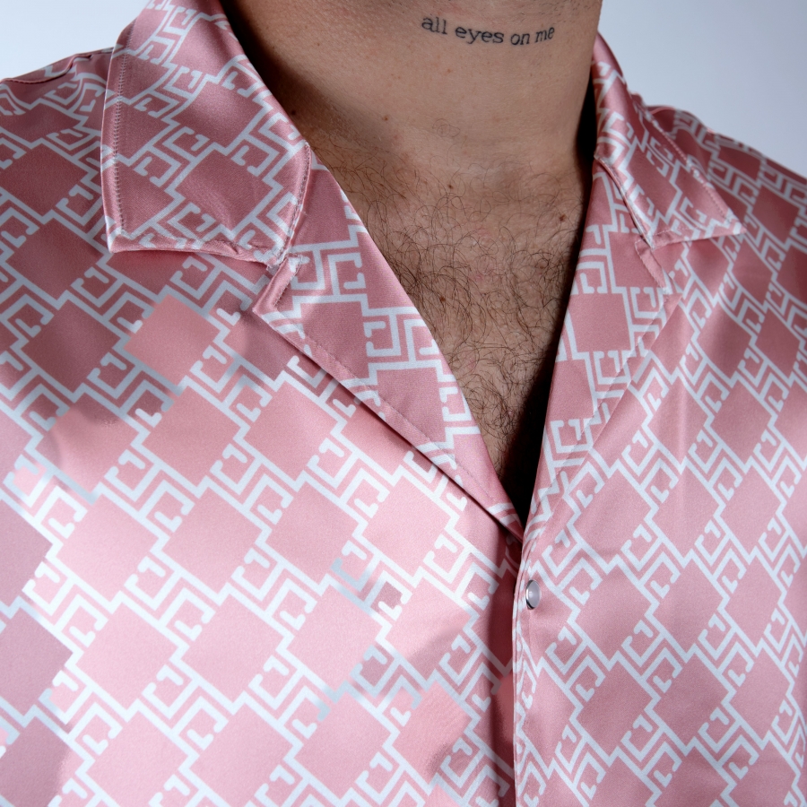 Chemise Catane Monogramme Vieux Rose