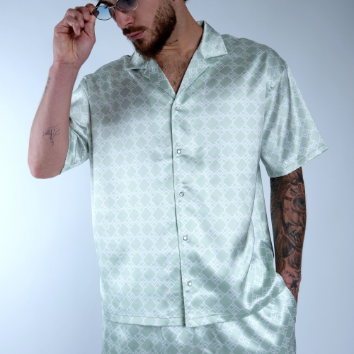 Chemise Catane Monogramme Vert Sauge