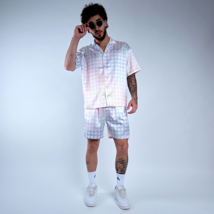 Short Savone Monogramme Blanc Multico